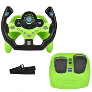 RedCrab Jouets de Volant pour Enfants avec Pédale de Frein et D'accélérateur, 360° de Rotation Simulateur de Conduite avec Fonctions Lumineuses et Sonores, Jouet Cadeau Éducatif (Vert) (RedCrab -EU, neuf)