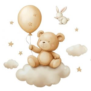 Dessin anim&eacute; nuage &eacute;toile ourson sticker mural Chambre d'enfant chambre &agrave; coucher d&eacute;coration (JM LIFE, neuf)
