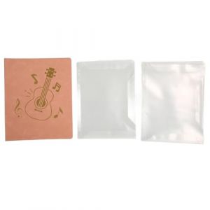 Titulaire de feuille de musique | 20 manches 40 poches extensibles | Couverture en cuir PU avec motif de guitare dor&eacute; | pour piano/guitare/groupe/ch&oelig;ur | Taille standard (Surprise Treasure Shop, neuf)