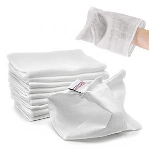 Lot de 10 Gants de Toilette en Mousseline pour B&eacute;b&eacute; - Lingette B&eacute;b&eacute; R&eacute;utilisable pour Nouveau-N&eacute; et Enfant - Coton Doux, certifi&eacute; &Ouml;KO-TEX, lavable jusqu&rsquo;&agrave; 90&deg;C - Blanc (babyartikel-de, neuf)