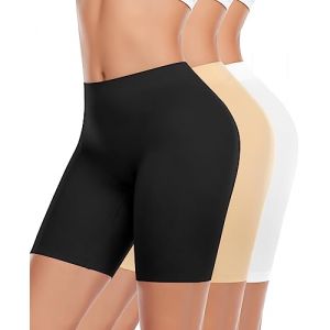 YARRCO Shorty Anti Frottement Cuisse Femme sous Jupe Invisible Legging Court sans Couture Cycliste Culotte Boxer Short sous Robe sous Jupe (#2 Noir+Beige+Blanc,XL) (YARRCO, neuf)