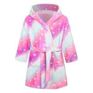 Baogaier Enfants Peignoir de Bain Filles à Capuche Robe de Chambre Doux Pyjamas Vêtements de Nuit Adolescent Étoile Rose Imprimé Polaire avoir Ceinture et Poche Tout-petits 6 7 Ans (Baogaier, neuf)