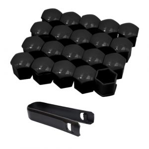 20 PCS Cache Ecrou 17 mm, Universel Capuchons d'écrou de Roue, Noir Boulon Ecrou Couvre pour écrous de Roue, Roue Écrou Roue Couverture Voiture Couvre, avec 1 Clip (Noir) (huahuafengshenla2, neuf)