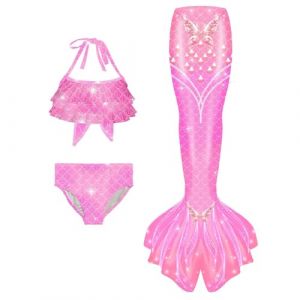 Maillot De Bain Enfant Fille - Joli Maillot de Bain d'été Cosplay Party Fille Manches Longues 3 Pièces Deguisement Océan Piscine Natation Plage Costume de Bain de Plage (heyann, neuf)