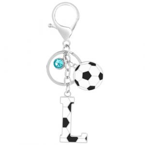 MWOOT Porte Cl&eacute; Football avec Lettre Initiale, Porte Clef Alphabet avec Pendentif Football pour Amoureux du Football, Cadeau de Football Charme de Porte Cl&eacute;s pour Cl&eacute; de Voiture Sac &agrave; Dos D&eacute;cor(L) (Sopdy-eu, neuf)