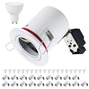 Europalamp - 20BBC20B5W03-20 Spot BBC Orientable RT2012 IP20 Blanc + Ampoule GU10 5W Blanc Froid + Douille (Europalamp, neuf)