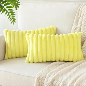 Soleebee Lot de 2 housses de coussin en velours pelucheux, Housse de coussin d&eacute;corative en fausse fourrure douce, Ensemble de housses de coussin d&eacute;coratives pour canap&eacute;, Coussin d&eacute;coratif pour canap&eacute; (Soleebee, neuf)