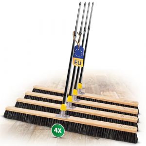 Novaliv Lot de 4 balais à poussière fins avec mélange de crin de cheval I 100 cm avec manche télescopique I Balai d'atelier Balai de grande taille (AMP GmbH, neuf)