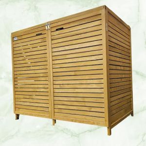 Cache Poubelle Double en Bois Clair (Wingarden, neuf)
