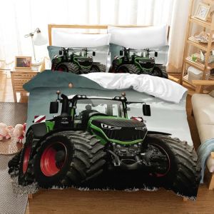 MIQEBX Housse De Couette Moto avec 2 Taies d'oreiller,Moderne Bleu Housse de Couette Moto Cross en Microfibre,pour Adultes Hommes Jeunes Garçons Enfants (Gray Tractor, 200x200cm) (SHUYINXIA-EU, neuf)