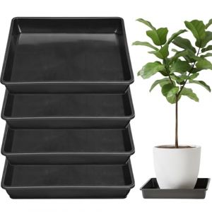 Ulawellor Lot de 4 soucoupes carr&eacute;es en Plastique 41 x 41 cm Jardini&egrave;re carr&eacute;e en Plastique Noir Jardini&egrave;re carr&eacute;e en Plastique pour Plantes d'ext&eacute;rieur et d'int&eacute;rieur (Ulawellor, neuf)