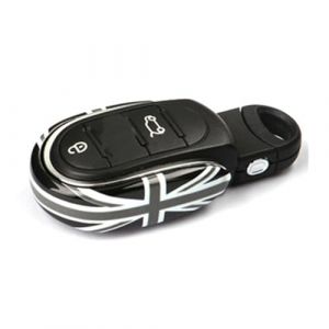Housse de clé de Voiture Coque de clé Porte-clés Compatible avec Mini Cooper Après 2014 Troisième Génération Série F F54 F55 F56 F57 F60 PJ01 (Coque de clé Type A, Union Jack Gris) (dsmq2023, neuf)