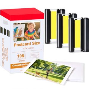 Lot de 3 cartouches d'encre et papier pour imprimante Canon Selphy 3115B001(AA) et 108 papiers photo (100 x 148 mm) pour Selphy CP1500 CP810 CP820 CP910 CP1000 CP1200 CP1300 (CRTBOTW Store, neuf)
