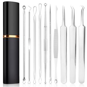 LOPHE Extracteur Points Noirs Professionnel - Kit 10-en-1 Tire Comedon pour Retire Comédons, les Boutons et les Pustules - Kit Extracteur en Acier Inoxydable avec Boite - Soin Visage à Domicile (Botoo, neuf)