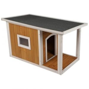 Niche pour Chien avec Patio – Toit Amovible, Fenêtre Intégrée, Espace Confortable 98×58×58 cm, Design Élégant pour Jardin ou Terrasse – Modèle My Garden (Zoopiz, neuf)