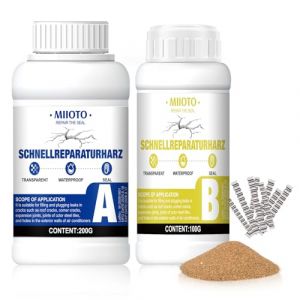 Miioto 300g Kit Réparation Chape, Réparation Fissures Béton, Mortier Résine époxy, Chape en Résine Coulée | 200g Sable Quartz, 30 Serre-Joints | pour Résine de Coulée, Rénovation, Fissuration (Vokyshop, neuf)