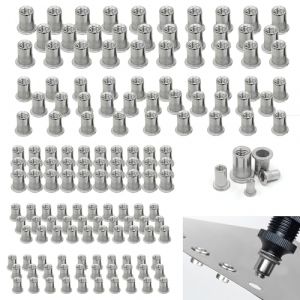 Wkmamo 150 Pcs Rivet &Eacute;crous,Rivet &Eacute;crou en 304 Acier Inoxydable M3 M4 M5 M6 M8,Ecrous &agrave; Riveter filet&eacute;s &agrave; T&ecirc;te Plate, Inserts filet&eacute;s &Eacute;crou Aveugle (Acier inoxydable, 150 Pcs M3 M4 M5 M6 M8) (Wkmamo, neuf)