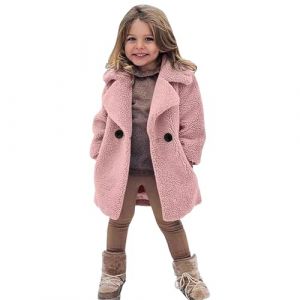 amropi Manteau B&eacute;b&eacute; Fille Peluche Fourrure Veste Longue Hiver Chaud Polaire Blousons Rose,7-8 Ans (YunBao Footwear Trade, neuf)
