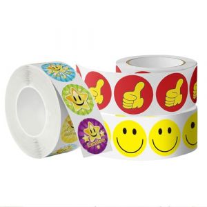 VINZOR Lot de 1500 Autocollants de R&eacute;compense en 3 Rouleaux, Motifs Sourire, &Eacute;toiles, Pouces, Tableau R&eacute;compense Enfant, Gomette Enfant, Parfait pour Comportement Enfant,Enseignants, R&eacute;compense Humeur (Shophaomall Store, neuf)