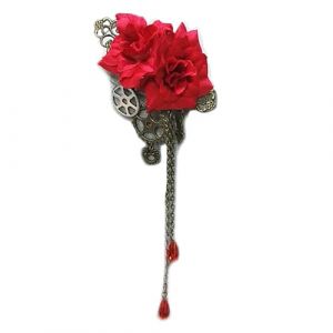 Steampunk Gear &ndash; Pince &Agrave; Cheveux Florale Rose Broche Cha&icirc;nes Gothiques Vintage Glands Couvre-chef Cha&icirc;nes &Agrave; Engrenages Floraux Accessoires Steampunk (QInyumz, neuf)
