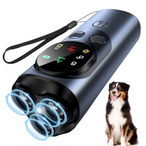 Anti Aboiement Chien, 3 &Eacute;metteurs Anti Aboiement Chien Ultrason, Boitier Anti Aboiement Chien &agrave; 2 Modes avec Lumi&egrave;re LED, Dispositif Anti Aboiement Chien Portable de 30 Pieds Int&eacute;rieur Ext&eacute;rieur (SOYAO, neuf)