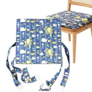 GOEDCH Rehausseur de chaise : 8 cm lavable chaise enfant avec boucle de s&eacute;curit&eacute;, chaise de salle &agrave; manger d&eacute;montable pour tout-petits pour gar&ccedil;ons et filles (motif monde sous-marin) (YINPLQ, neuf)