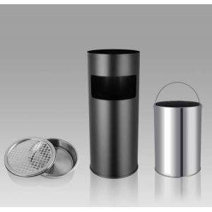 Dejaoo Cendrier poubelle sur pied en acier inoxydable, Poubelle en acier inoxydable 30 L,pour H&ocirc;tel Jardin Ext&eacute;rieur Supermarch&eacute;-25 * 25 * 60cm-noir-1PC (子建便利店, neuf)