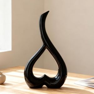 Arawat Vase C&eacute;ramique Noir Coeur - D&eacute;co Salon Moderne, Tulipe, Table, Esth&eacute;tique Nordique - Pour Herbe de la Pampa, Fleurs - Cadeau Mariage - 26 cm D&eacute;coratif (TianMeng FR, neuf)