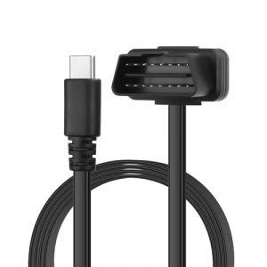 CERRXIAN C&acirc;ble d'alimentation OBD Angle droit OBD2 vers adaptateur Type C 12V OBD II m&acirc;le &agrave; 12V 3A USB m&acirc;le Connecteur pour cam&eacute;ra de tableau de bord T&eacute;l&eacute;phone GPS DVR de voiture Plus d'appareils (CERRXIAN, neuf)