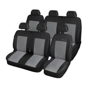 Mossa Housses de si&egrave;ge sur Mesure adapt&eacute;es pour Volkswagen Transporter T5 Van (2003-2015) sur Deux rang&eacute;es de si&egrave;ges (Banquette arri&egrave;re divis&eacute;e) - Housse Siege Voiture - Couverture Siege E2 (eMOSSA, neuf)