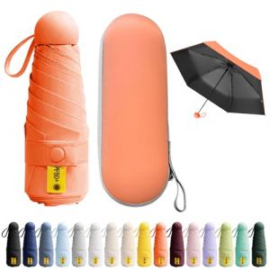 BEKKLPOU Mini Parapluie De Poche, Anti-UV, Léger, Compact, Facile à Transporter, Adapté à Diverses Occasions (Orange pamplemousse) (BoLouFandianpu, neuf)