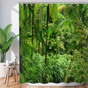Hnmdmyi Rideau de Douche for&ecirc;t 240x180, Jungle Tropicale For&ecirc;t Pluviale Arbre Vert Plante Nature Paysage Sc&eacute;nario Baignoire Rideau &eacute;tanche Tissu Polyester Lavable Rideau de Bain pour Salle de Bain (Hnmdmyi, neuf)