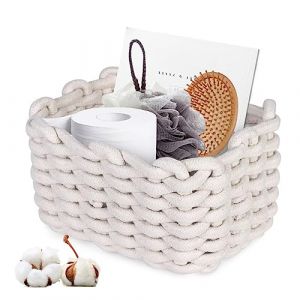 Panier de Rangement en Corde de Coton, Panier Rangement B&eacute;b&eacute;, Panier Rangement Salle de Bain, Panier en Corde de Coton pour Decoration Chambre Bebe, Panier de Rangement pour Livres et Jouets - Blanc (MOTTIA FACING LIMITED, neuf)