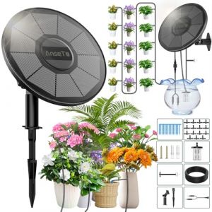 AnseTo Kit Irrigation Automatique Solaire, 2200mAh Programmateur Arrosage Systeme avec 15M Tuyau Arrosage et Détection Du Niveau D'eau pour Kit Arrosage Goutte à Goutte Pot Fleur de Jardin de Balcon (AnseTo Watering Tool Shop EU-KX, neuf)