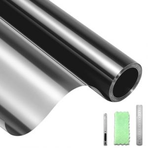 DIFIT Film Fenêtre Anti-Regard Film Miroir pour Fenêtre sans Tain Films Occultant Fenêtre Anti UV Protection Solaire Anti Chaleur Films Électrostatique Vitre Maisons, Bureaux（Noire-Argent，60x200cm） (DuofutangUK, neuf)