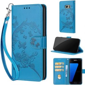 TOMYOU Coque pour Samsung Galaxy S7 &Eacute;tui, Premium en Cuir Portefeuille Housse Etui avec Fentes pour Cartes Magn&eacute;tique Coque pour Samsung Galaxy S7 Bleu (WGR Global Business, neuf)