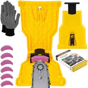 Affuteuse de Chaine Tronconneuse, Universel Affuteur Chaine Tron&ccedil;onneuse, Aiguiseur Chaine Tronconneuse avec 6 Pierres &agrave; Aiguiser et 1 Paire de Gants, Rapide Aiguiseur Cha&icirc;ne Outil pour B&ucirc;cherons (Appleton Trade Store, neuf)