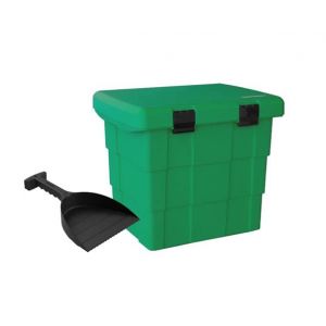 DAKEN R&eacute;cipient &agrave; &eacute;pandre avec pelle 108 l Vert Bo&icirc;te &agrave; sel de d&eacute;neigement Bac &agrave; sable Bac de stockage, bo&icirc;te &agrave; saupoudrage, bac &agrave; sel, service d'hiver avec pelle (Carado EU, neuf)