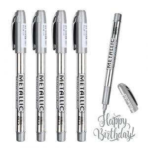 Vesaneae 4pcs Or et Argent Stylos Marqueurs Métalliques,Permanents Feutres Marqueurs Métallisés Métalliques Brillants pour Scrapbooking,DIY Album (Argenté) (yingracef, neuf)