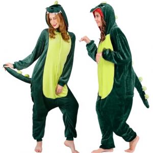 Kitimi - Costume de dinosaure pour adulte - Combinaison une pi&egrave;ce - Pyjama animal - Combinaison en peluche - Pour homme et femme - Costume de cosplay - Carnaval - Halloween - Vert, L (W jiehui, neuf)