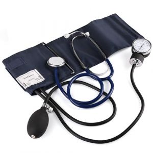 LotFancy Tensiometre Bras Manuel et Stéthoscope, Kit de Compteur Manuel, Brassard de Tensiomètre pour Adultes, Adapté aux Services d'Urgence, au Médecin, au Cabinet (25,4-40,6 cm, Noir) (GreenFancy GmbH, neuf)