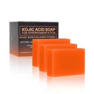 3 Pièces Savon à L’acide Kojique, Kojic Acid Soap, Savon éclaircissant pour la Peau, l'hyperpigmentation Savon Hydratant, Savon Anti-taches, Peau Bar Soap, Barre de Savon Nettoyante pour Visage Corps (Fukuhaza, neuf)