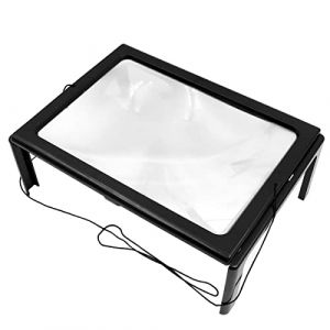 Shiwaki Loupe de Lecture avec lumi&egrave;re LED, loupe illumin&eacute;e rectangulaire &agrave; grossissement A4 avec Lampe loupe sur Pied pour Livres, journaux de Cartes de Visite, Personnes &acirc;g&eacute;es, Couture (YUHOO-EU, neuf)