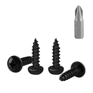 150 Pcs M4 Vis Bois Autotaraudeuses à Tête Bombée, Vis à Bois Noires, Visser Autoperceuses, Visser à Tête Ronde Cruciforme pour Meubles Métal, M4x16mm (YuShiLiu, neuf)