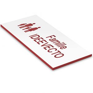 Plaque boite aux lettres personnalisable format FAMILIAL couleur BLANCHE gravure ROUGE dimension 80 x 35 mm diff&eacute;rents coloris - Plastique PVC Acrylique - r&eacute;sistant aux intemp&eacute;ries et aux UV - autoco (Ideevecto, neuf)