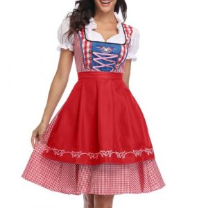 Générique Costume Dirndl Femme Événement - Robe Bavaroise Traditionnelle Style Oktoberfest (Fête de la Bière) - Jupe Évasée, Corsage - Déguisement Festival, Carnaval (Windsfinr, neuf)