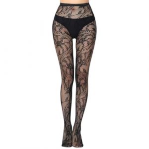 OUDQFCJ Taille Haute Motifs Halloween, Spiderweb Tights, Costume Femme, Résille Dentelle, Collant Noir Tatouage Costume, Chaussettes et Collants Femme (Noir) (Mapico, neuf)