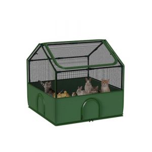 DINMO Enclos pour Lapins, cochons d'Inde, Chiots, Petits Animaux, avec Porte, enclos pour Hamsters, Lapins, hérissons, enclos avec Support, pour intérieur et extérieur, 80 x 80 x 80 cm, Vert et Noir (Dinmo Direct, neuf)