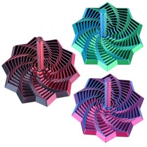 Fukaisu 3 Pi&egrave;ces &Eacute;toiles Sensorielles &Eacute;largies, Jouet Fidget Imprim&eacute; en 3D &Eacute;toile de D&eacute;compression en Spirale avec Poign&eacute;e Nid d'abeille Hexagonal pour Bureau Cadeau (Petit) (moncion, neuf)