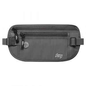 MoKo Ceinture de Sport, Sac &agrave; Bandouli&egrave;re avec Poches en Maille, Ceinture de Course &Eacute;tanche pour Voyage Cyclisme Hommes Femmes, Banane de Sport S&eacute;curit&eacute; pour Passeport Monnaie Cartes - Gris Fonc&eacute; (KnoWhite, neuf)
